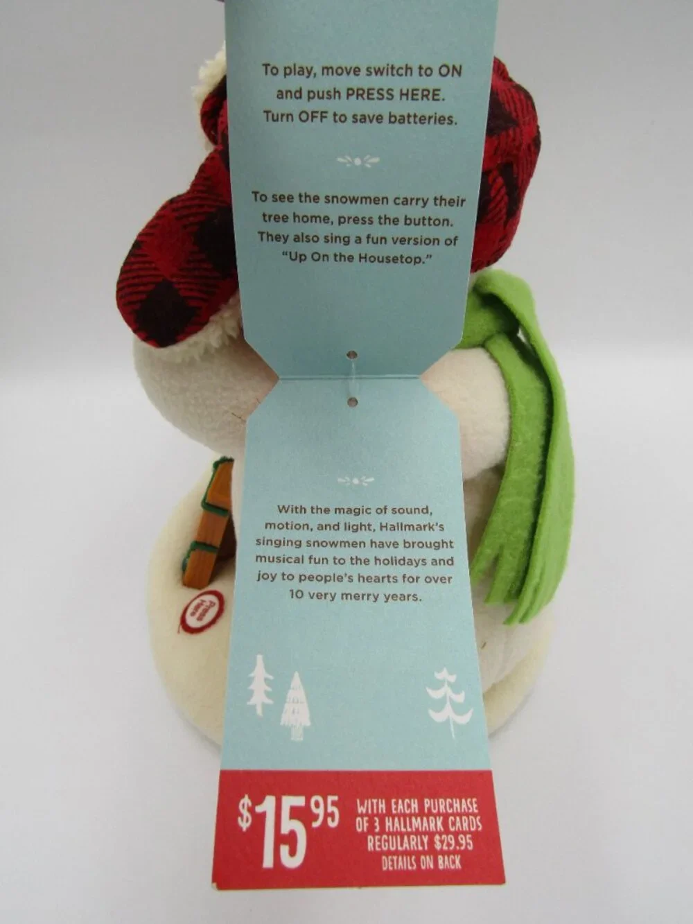 NWT Hallmark Jingle Pals 2014 The Perfect Pine Tree Farm Plush Singing Snowmen